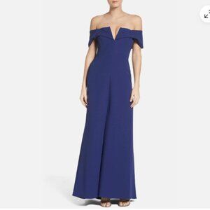 BCBG MAXAZRIA Blue V Sleeveless Amalie Cape Cocktail Bridesmaid Dress